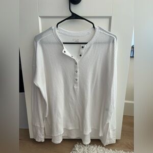 NWT Aerie White Waffle Knit Henley Long Sleeve Top size XS